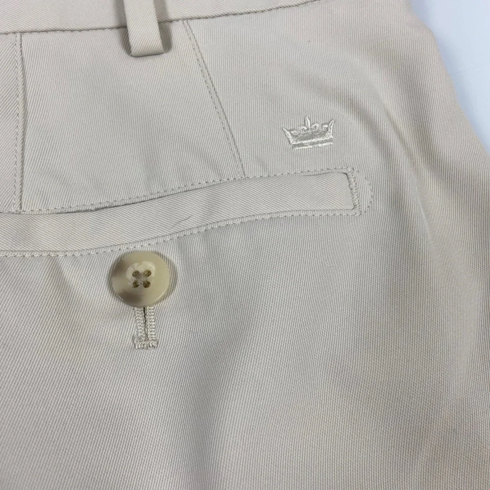 Peter Millar Mens 38 Beige Performance Wicking Golf Shorts Good Solid Khaki Flaw